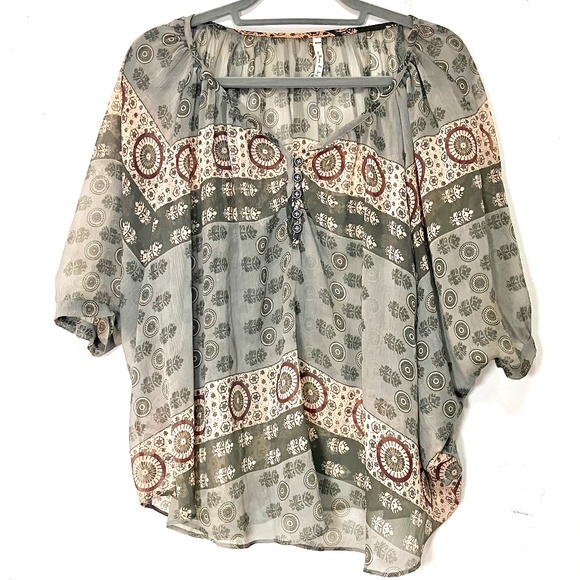 Doman Sleeve Sheer Flowy Boho Blouse - Picture 1 of 8